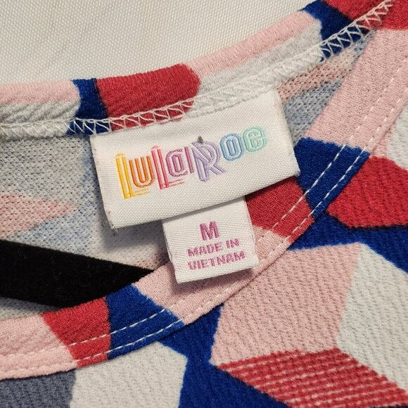 LuLaRoe Fit & Flare Amelia Dress M Multicolor Geometric Pleated Skirt Pockets - Picture 8 of 8